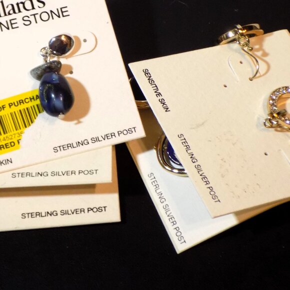 Lot of 7 New Pairs Dillard's Earrings Bundle.  Sterling Earwires, Genuine Stone - Picture 9 of 11